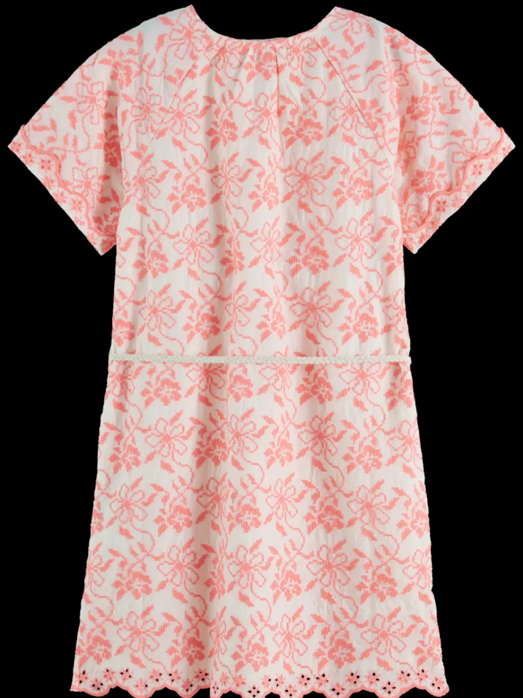 Outlet Scotch & Soda All-over embroidered & belted dress NeonFlower