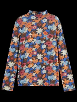 Sale Scotch & Soda ALLOVER PRINTED MOCK NECK LONG-SLEEVED T-SHIRT