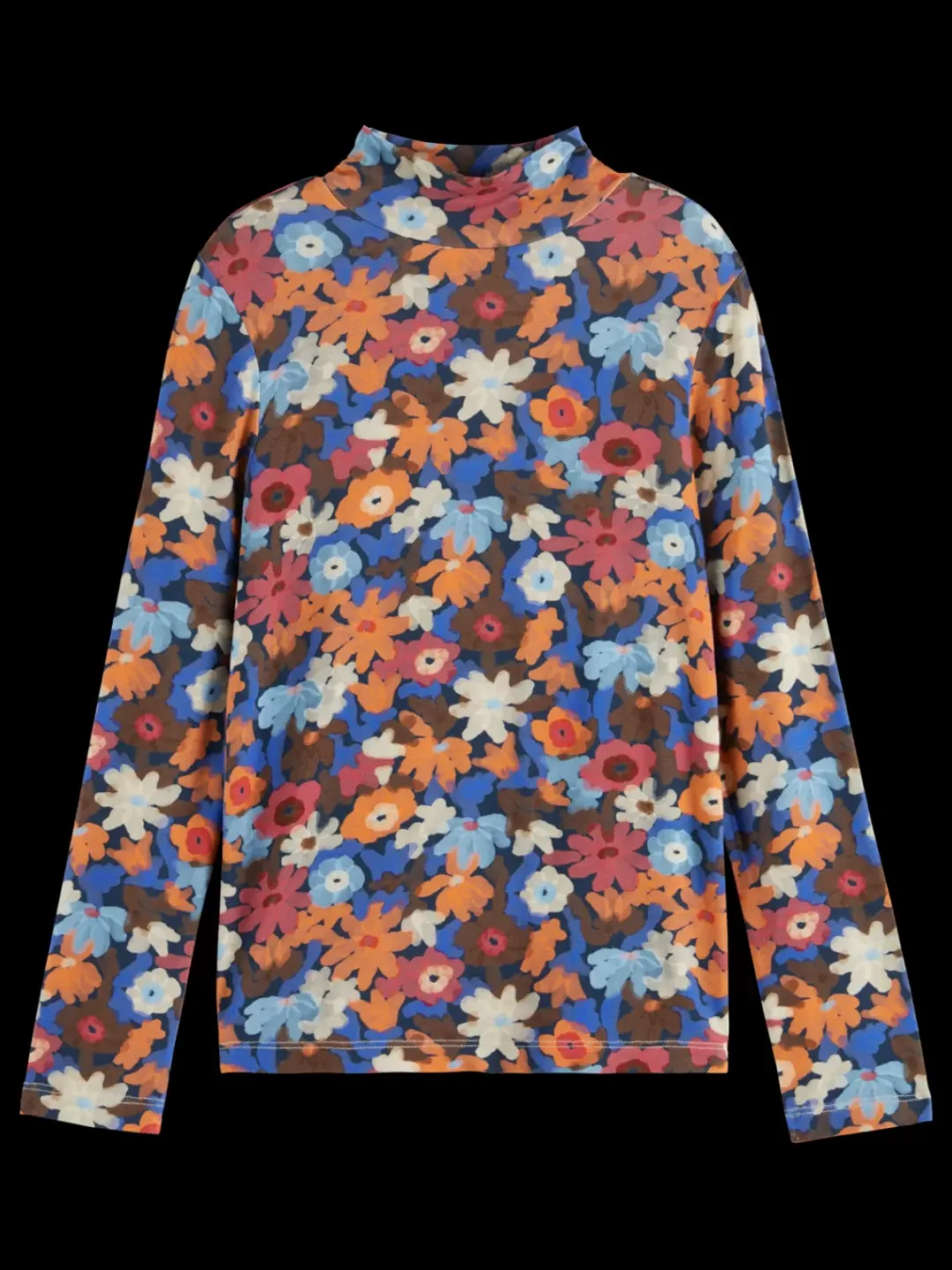 Sale Scotch & Soda ALLOVER PRINTED MOCK NECK LONG-SLEEVED T-SHIRT
