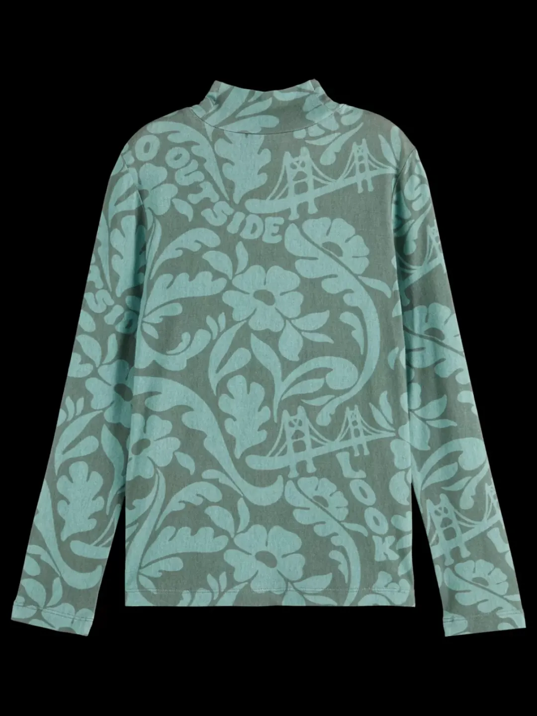 Sale Scotch & Soda ALLOVER PRINTED MOCK NECK LONG-SLEEVED T-SHIRT