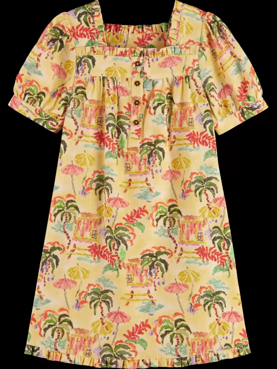 Sale Scotch & Soda All-over printed short-sleeved linen blend dress SunshineSurf