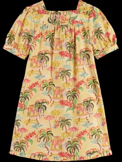Sale Scotch & Soda All-over printed short-sleeved linen blend dress SunshineSurf