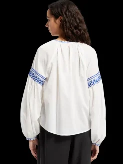 Clearance Scotch & Soda BALLOON SLEEVE TOP WITH TAPE DETAIL White