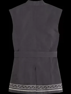 Sale Scotch & Soda BELTED GILET WITH PALM EMBROIDERY Antra