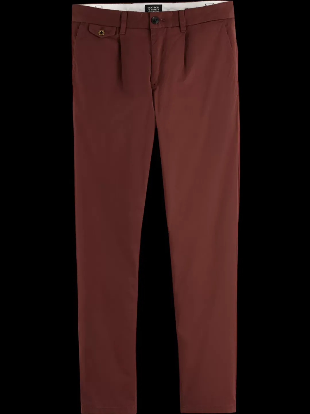 Discount Scotch & Soda BLAKE - PLEATED SATINE CHINO RichMahogany