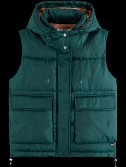 Outlet Scotch & Soda BODYWARMER WITH HOOD CypressGreen