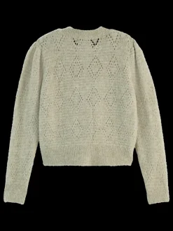 Online Scotch & Soda BOUCL CREW NECK CARDIGAN WashedSageMelange