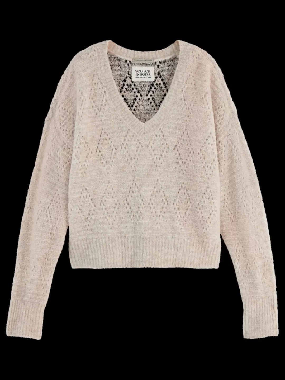 Discount Scotch & Soda BOUCL V-NECK RELAXED PULLOVER OatmealMelange
