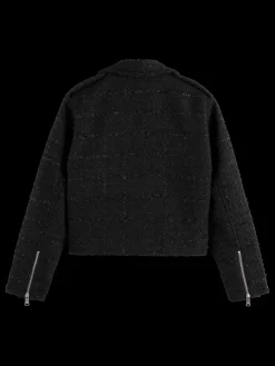 Discount Scotch & Soda BOUCLE TWEED BIKER JACKET EveningBlack