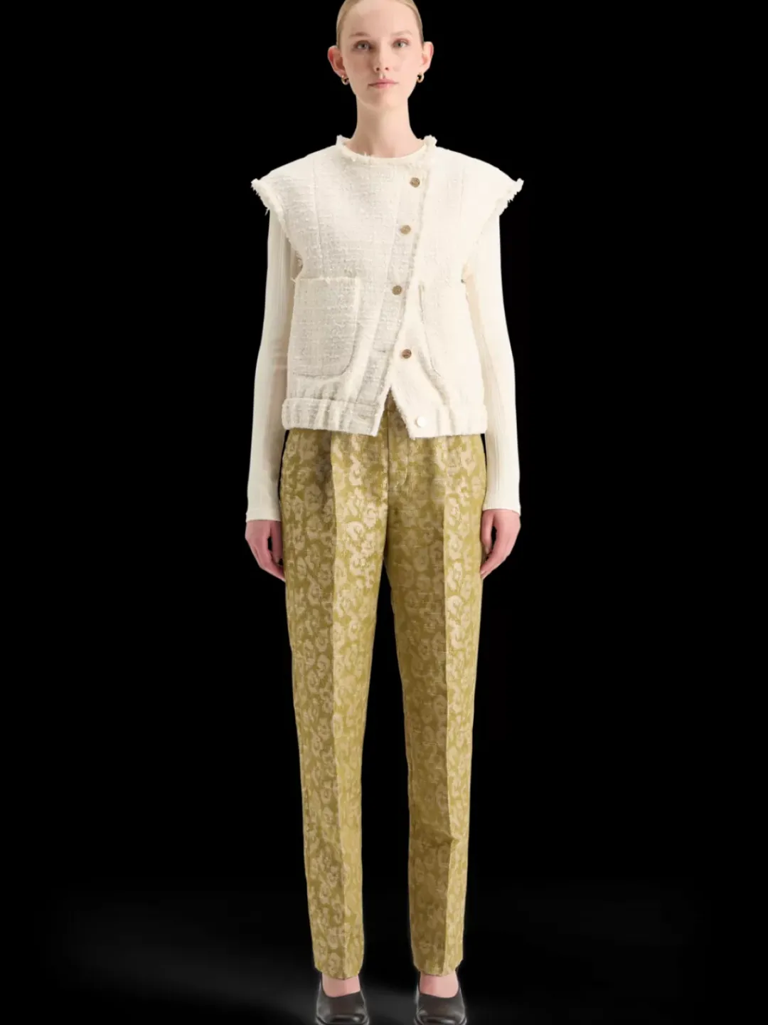 Hot Scotch & Soda BOUCLE TWEED COLLARLESS GILET SoftIceMelange