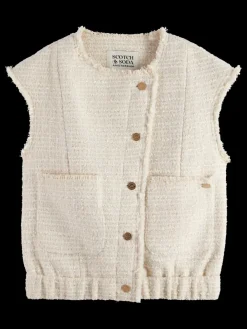 Hot Scotch & Soda BOUCLE TWEED COLLARLESS GILET SoftIceMelange