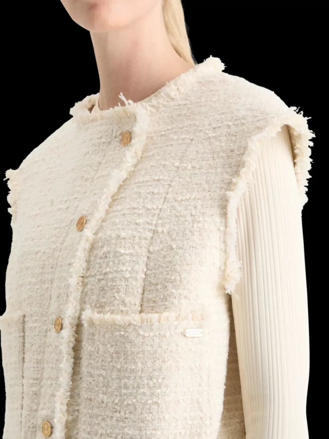 Hot Scotch & Soda BOUCLE TWEED COLLARLESS GILET SoftIceMelange
