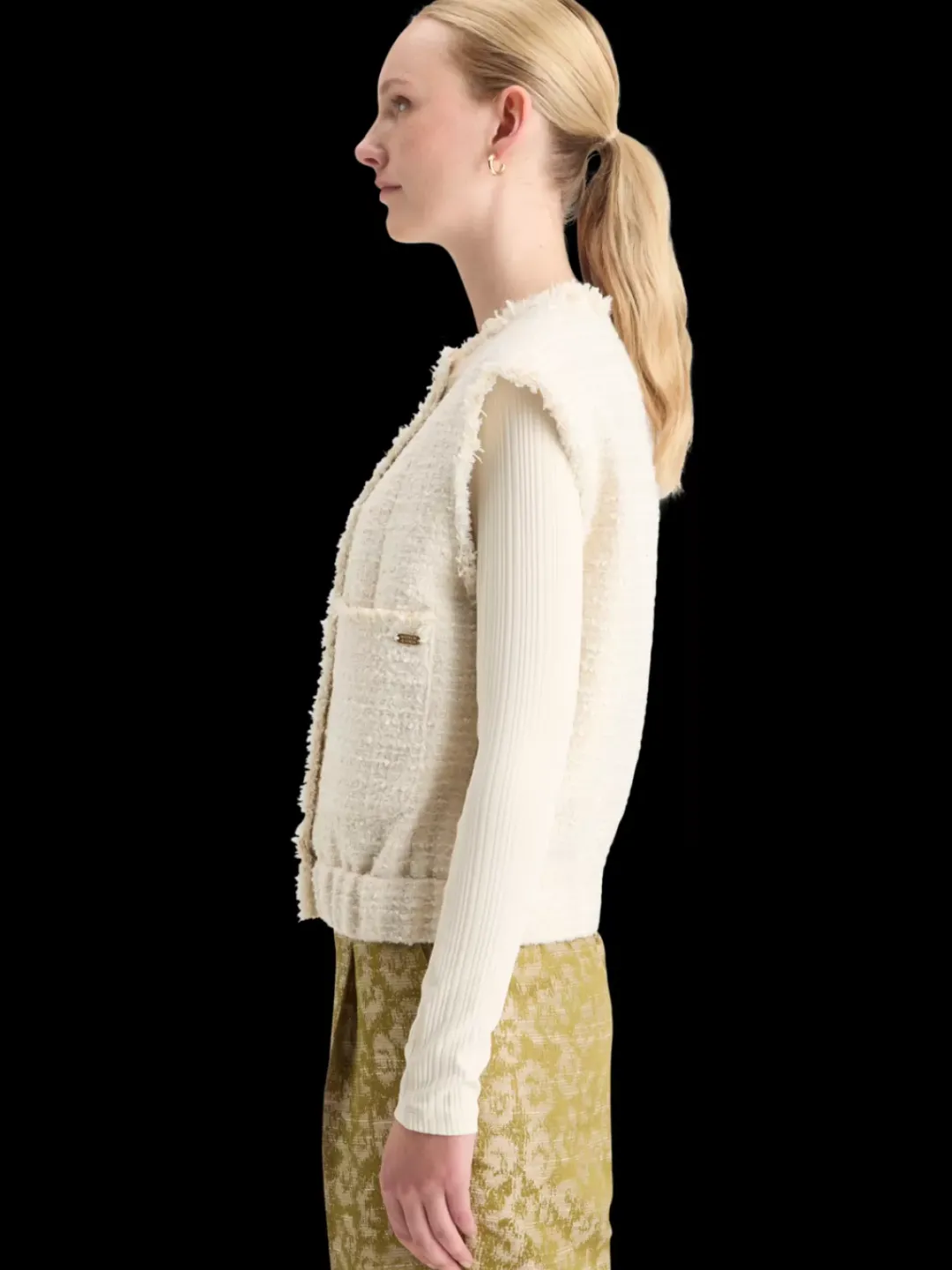 Hot Scotch & Soda BOUCLE TWEED COLLARLESS GILET SoftIceMelange