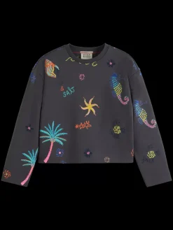 New Scotch & Soda BOXY FIT EMBROIDERED SWEATSHIRT Antra