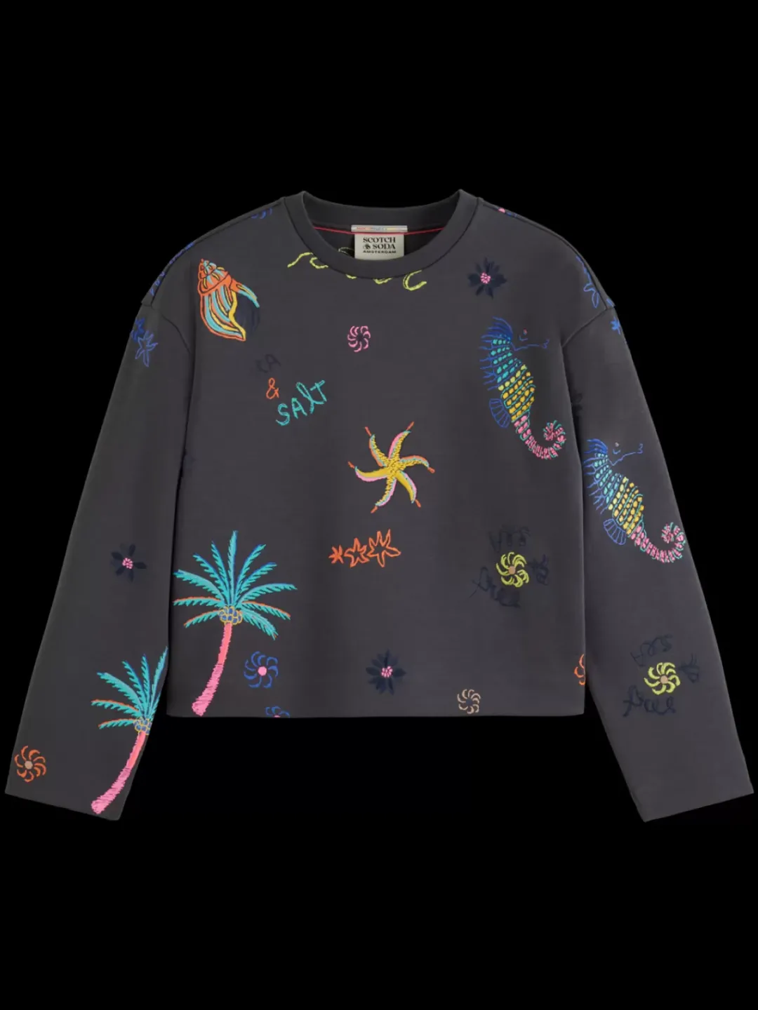 New Scotch & Soda BOXY FIT EMBROIDERED SWEATSHIRT Antra