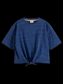 New Scotch & Soda BOXY FIT TIE FRONT MARL T-SHIRT StarnightBlue