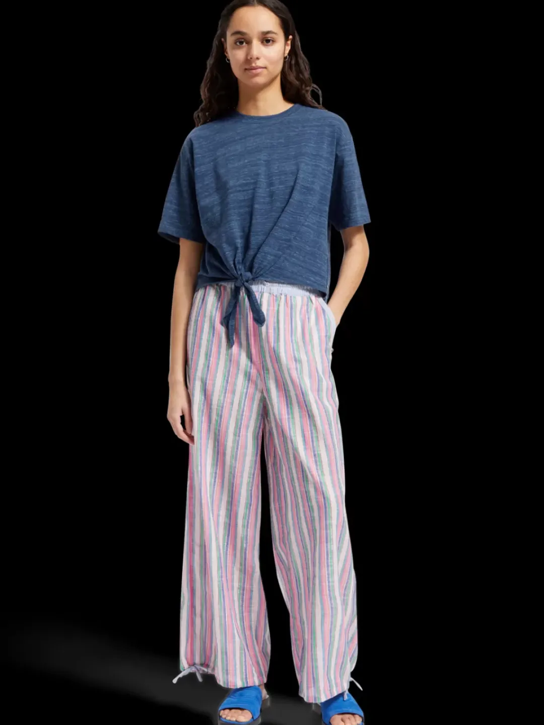 New Scotch & Soda BOXY FIT TIE FRONT MARL T-SHIRT StarnightBlue