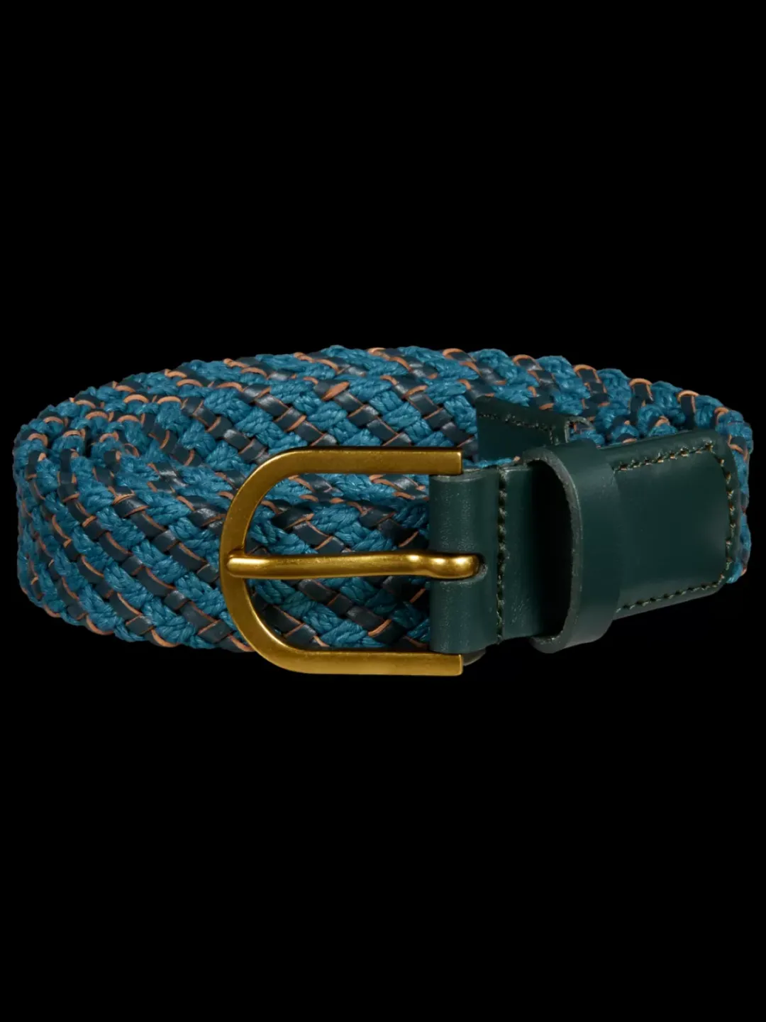 New Scotch & Soda Braided leather and cord belt HarbourTeal