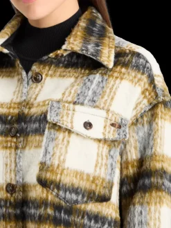 New Scotch & Soda BRUSHED CHECK WOOL MIX SHIRT JACKET OliveCheck