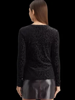 Sale Scotch & Soda Burn out aop long sleeve t-shirt PoetryLeopardBlack