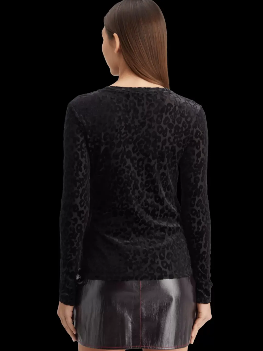Sale Scotch & Soda Burn out aop long sleeve t-shirt PoetryLeopardBlack