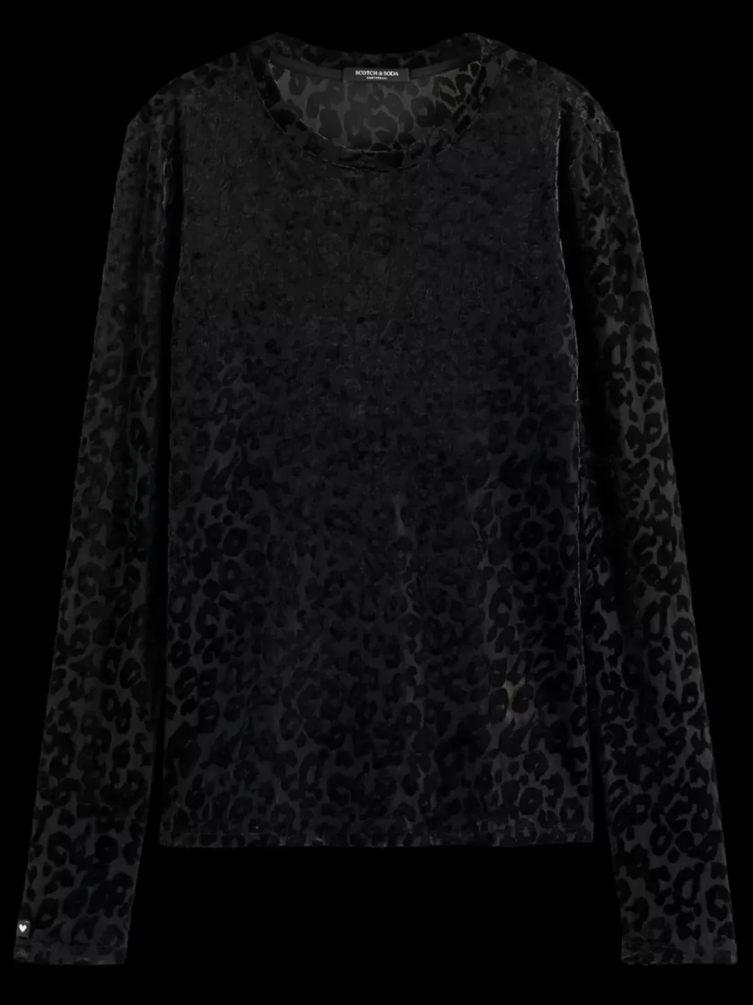 Sale Scotch & Soda Burn out aop long sleeve t-shirt PoetryLeopardBlack