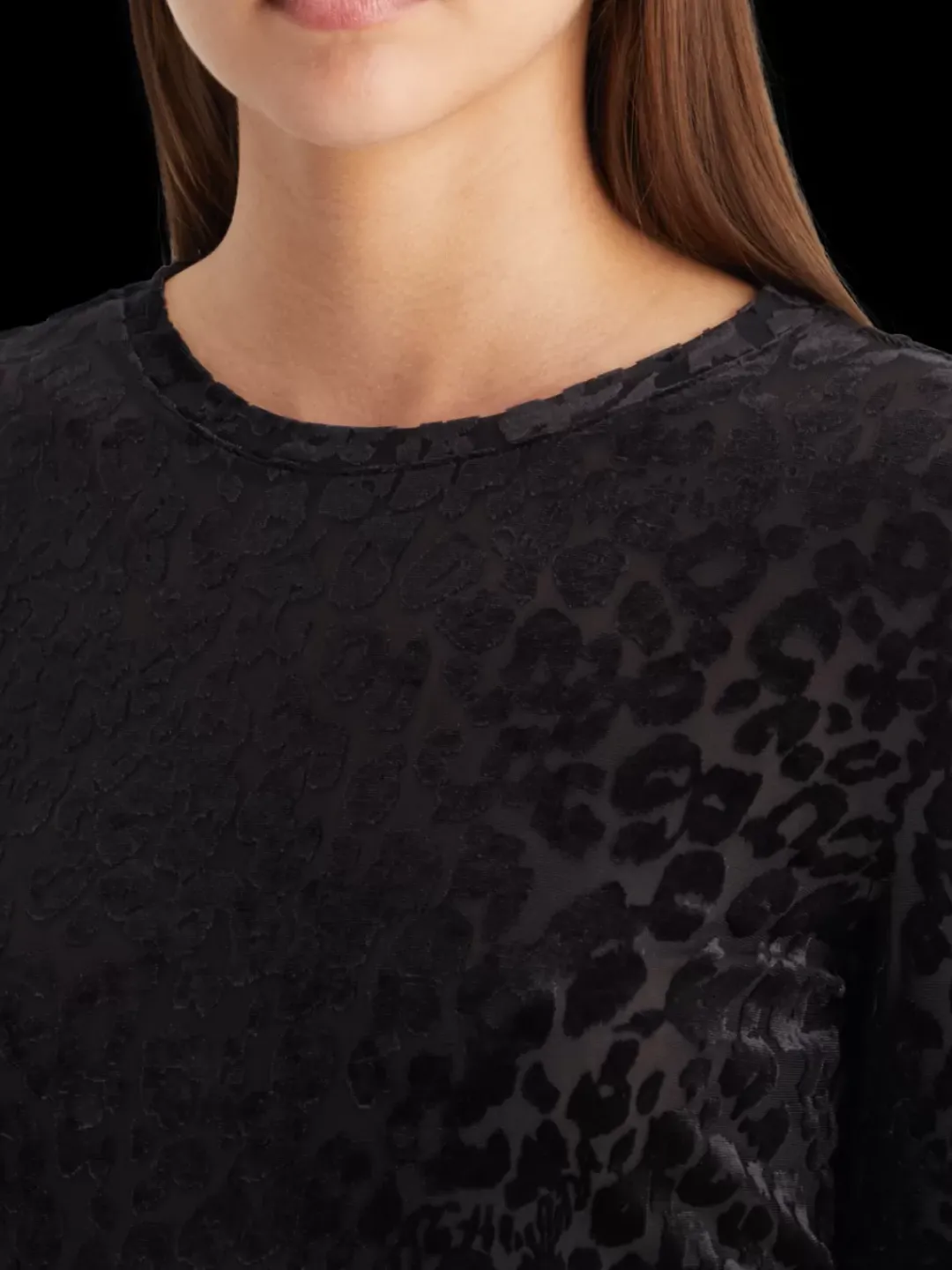 Sale Scotch & Soda Burn out aop long sleeve t-shirt PoetryLeopardBlack