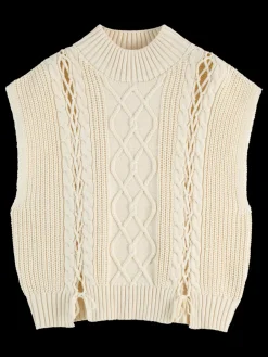 Online Scotch & Soda CABLE STITCH FUNNEL NECK SPENCER SoftIce
