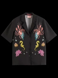 Outlet Scotch & Soda CAMPSHIRT WITH PLACEMENT PRINT EveningBlack