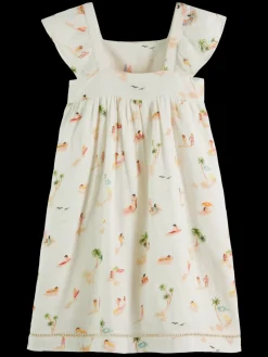 Outlet Scotch & Soda Capped sleeve all-over printed crinkle cotton dress BeachFriends