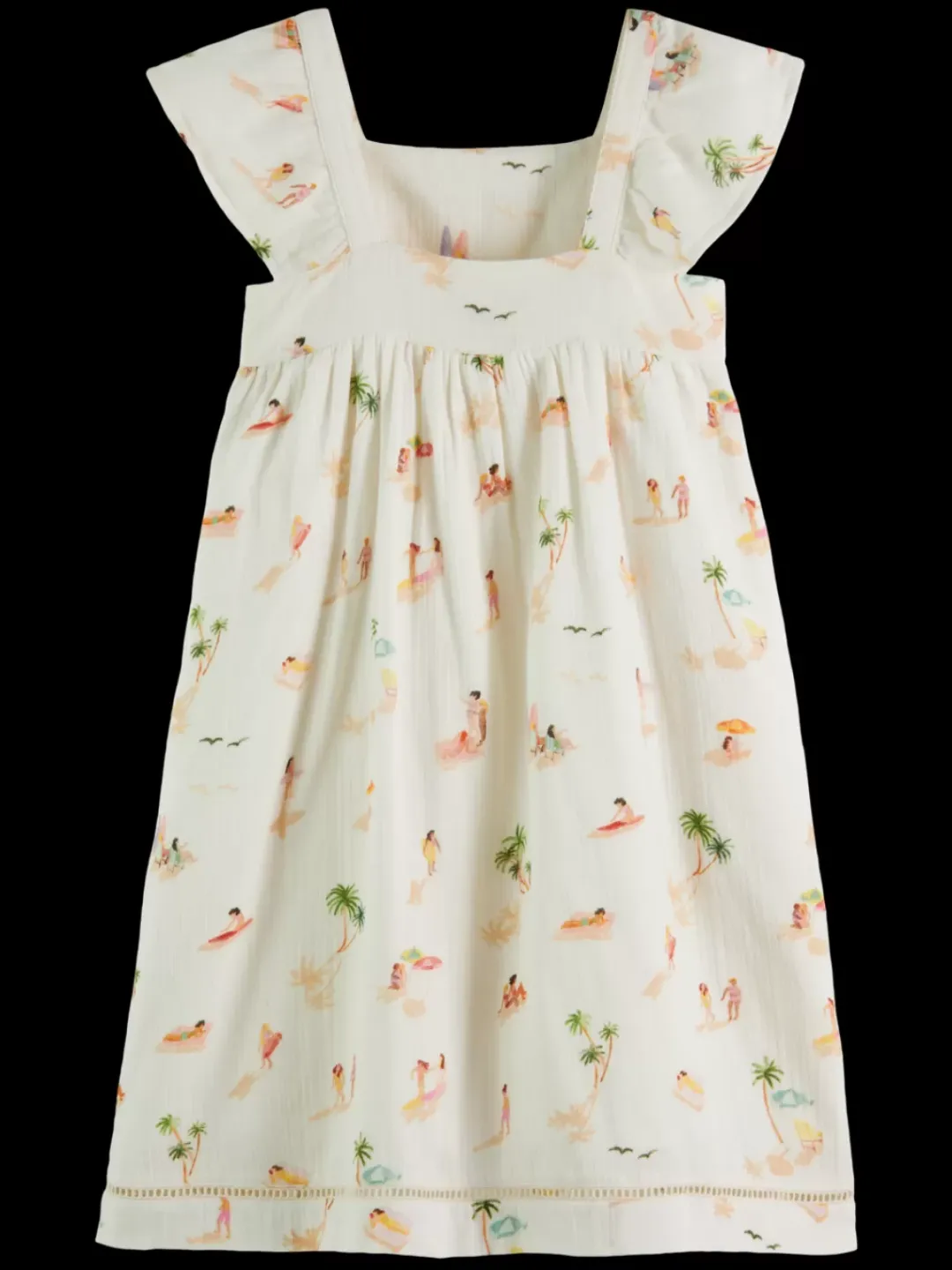 Outlet Scotch & Soda Capped sleeve all-over printed crinkle cotton dress BeachFriends