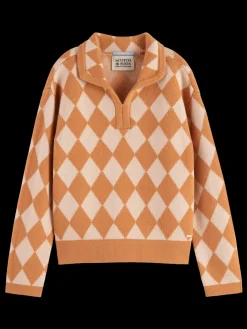 Outlet Scotch & Soda CHECKERBOARD KNITTED PULLOVER CheckerboardMelange