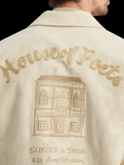 New Scotch & Soda Check-patterned corduroy college jacket Parchment