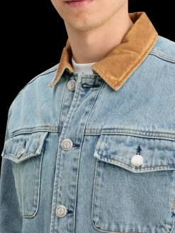 Fashion Scotch & Soda CORD COLLAR INDIGO TEDDY JACKET WashedIndigo