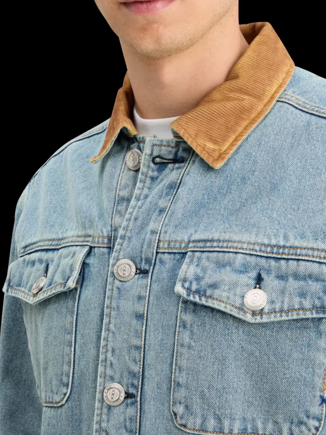 Fashion Scotch & Soda CORD COLLAR INDIGO TEDDY JACKET WashedIndigo