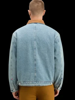 Fashion Scotch & Soda CORD COLLAR INDIGO TEDDY JACKET WashedIndigo