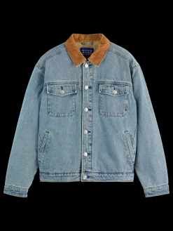 Fashion Scotch & Soda CORD COLLAR INDIGO TEDDY JACKET WashedIndigo