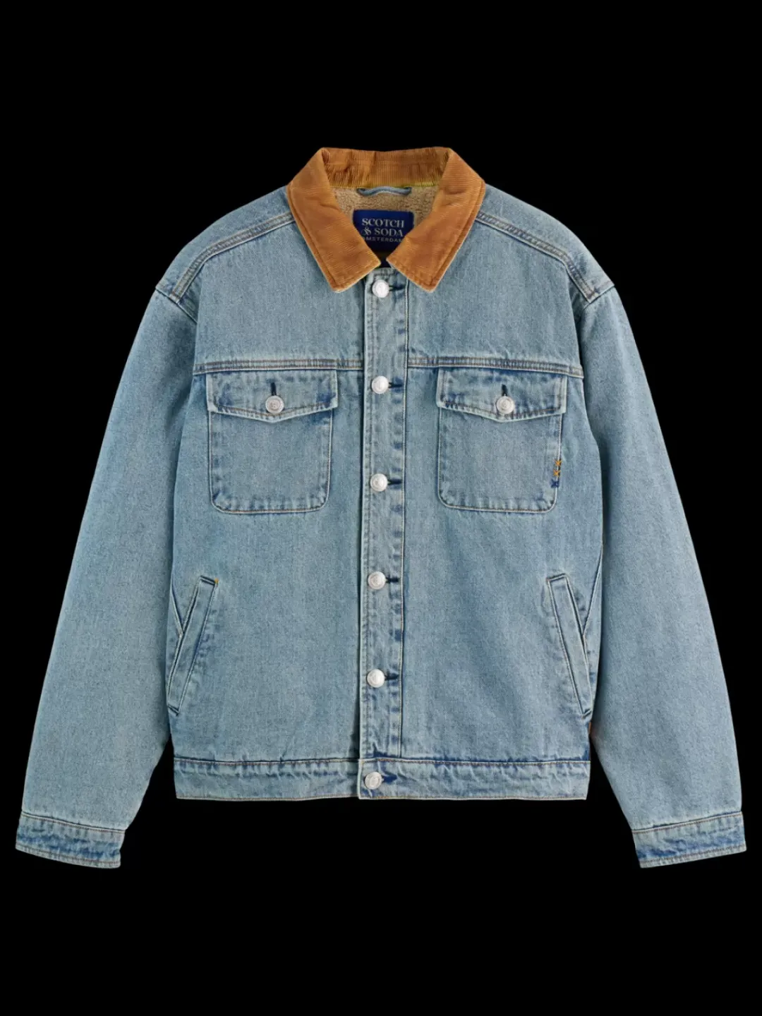 Fashion Scotch & Soda CORD COLLAR INDIGO TEDDY JACKET WashedIndigo