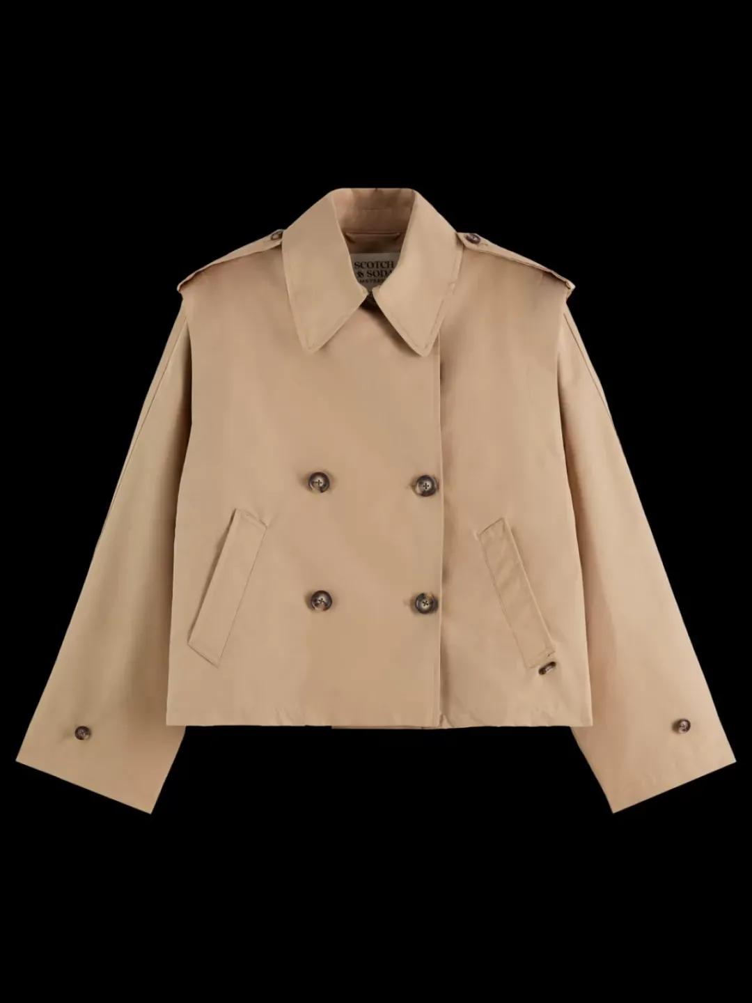 Outlet Scotch & Soda Cotton blend short trenchcoat DesertSand