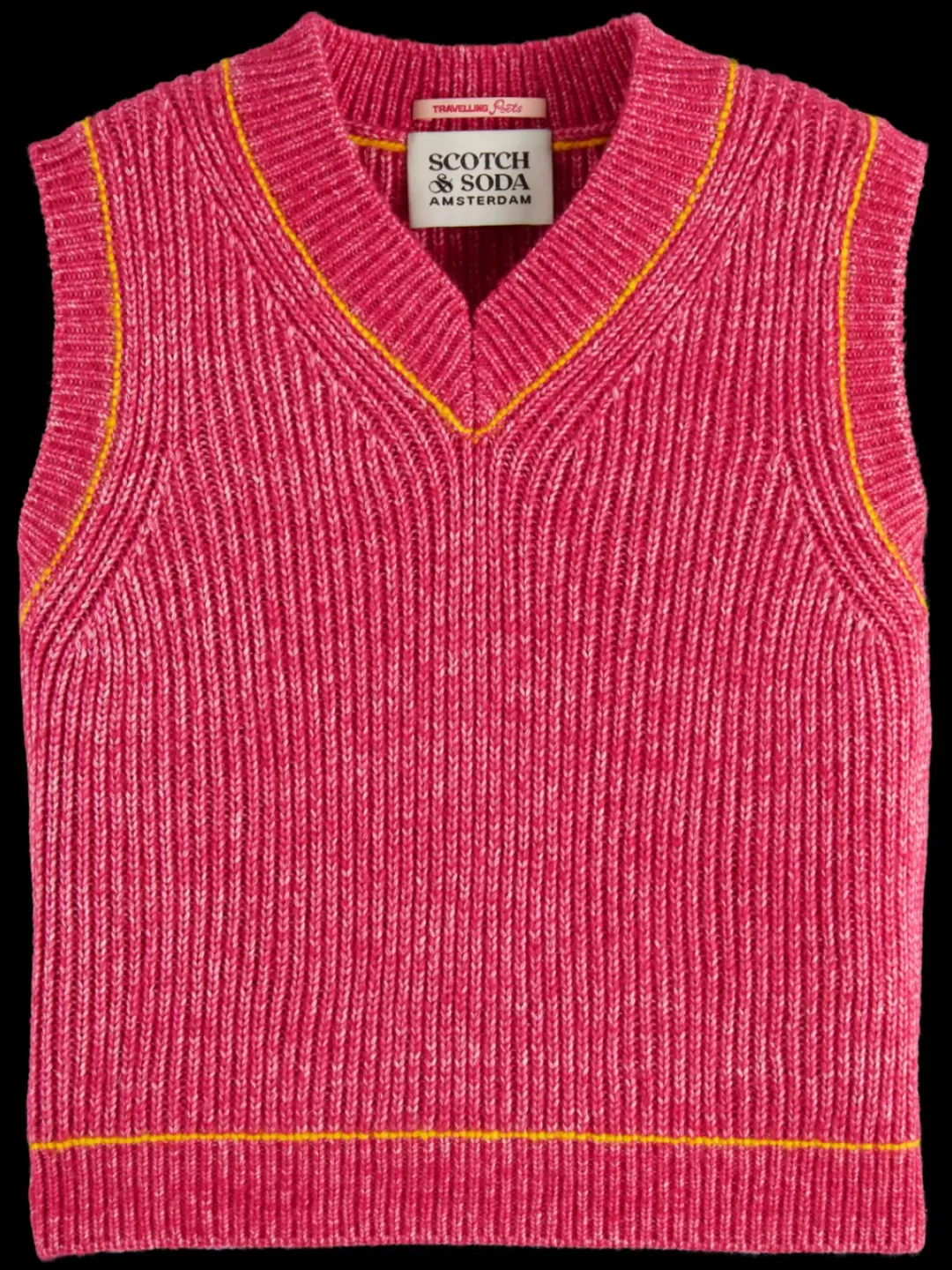Best Scotch & Soda COTTON TRIPLE YARN V-NECK VEST BohemianPink