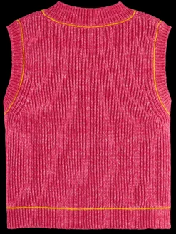 Best Scotch & Soda COTTON TRIPLE YARN V-NECK VEST BohemianPink
