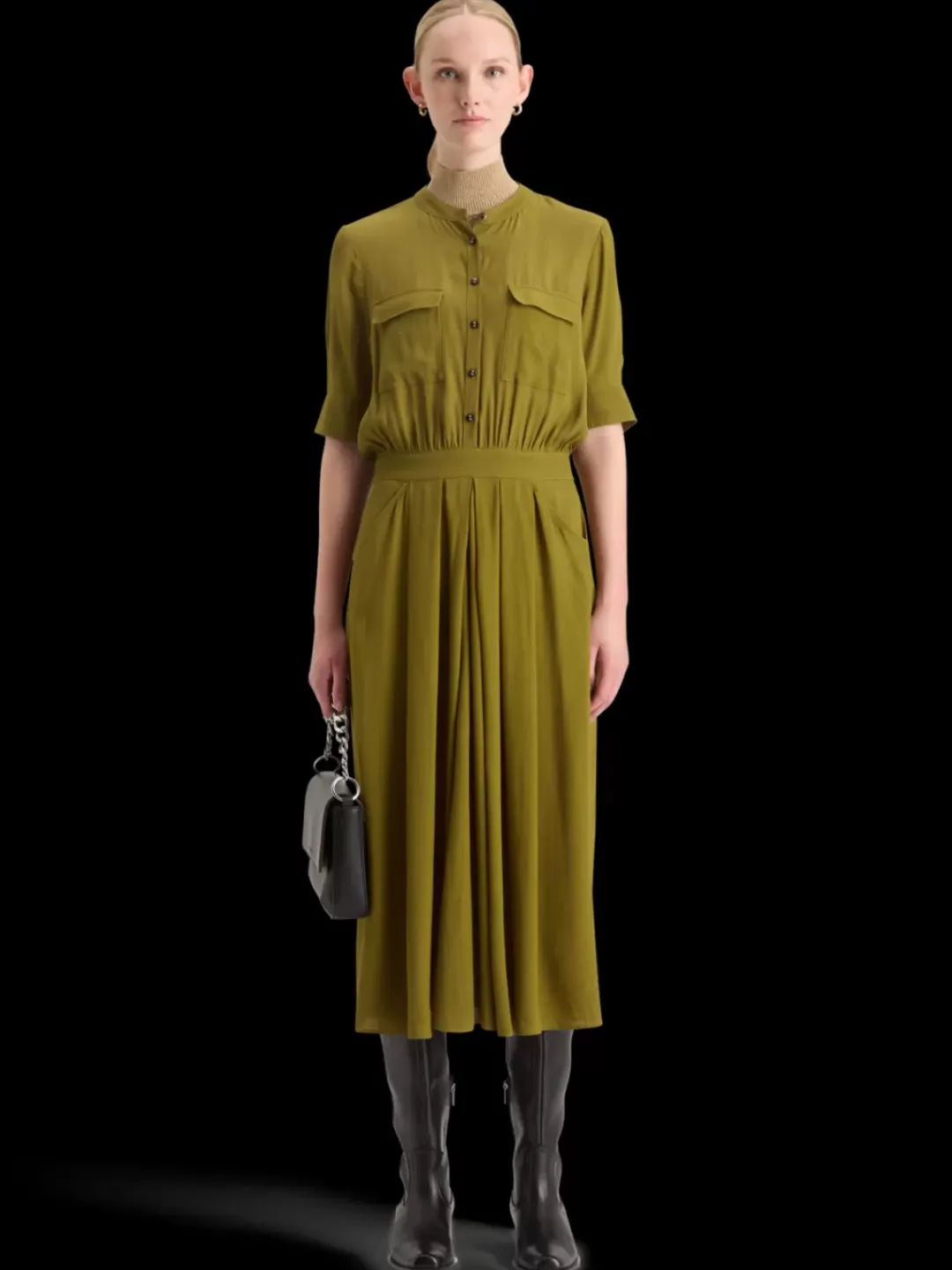 New Scotch & Soda CREPE MIDI DRESS WITH CHEST POCKETS