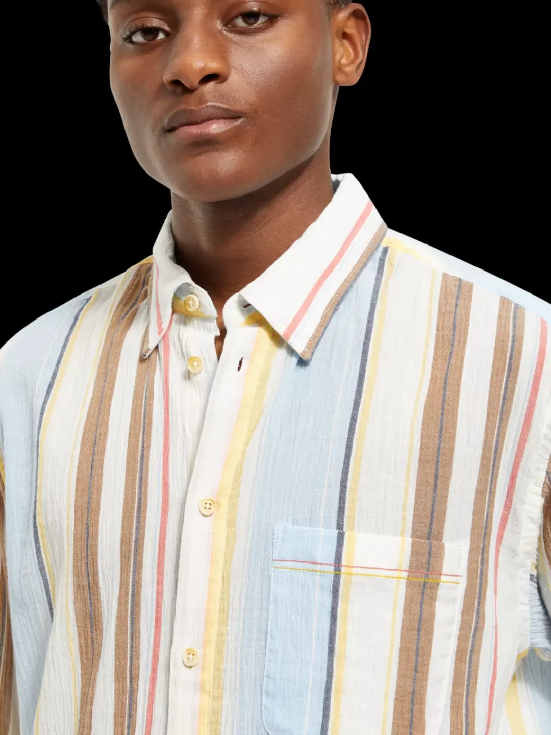 New Scotch & Soda Crinkled voile stripe shirt MultiStripe