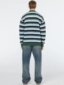 Clearance Scotch & Soda Crochet dropped shoulder cardigan SageGreenMultiStripe