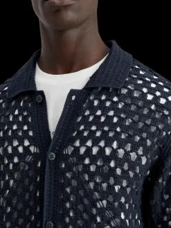 New Scotch & Soda Crochet knitted polo short sleeve Night