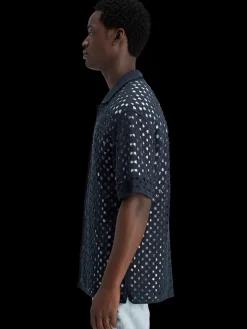 New Scotch & Soda Crochet knitted polo short sleeve Night