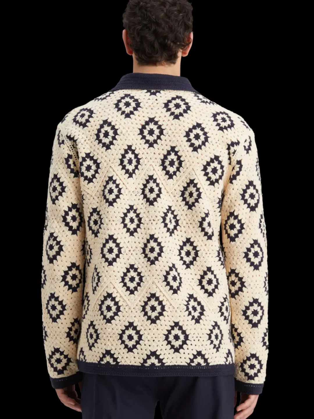 Online Scotch & Soda Crochet knitted shirt long sleeves ParchmentGeoFlower