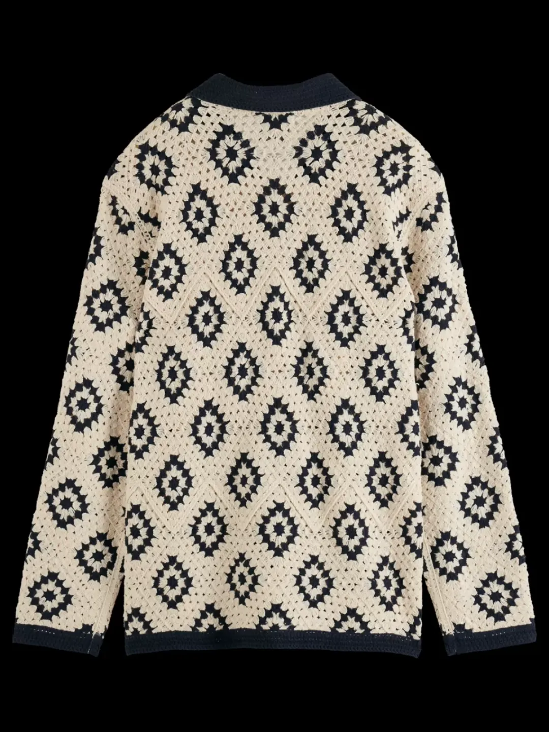 Online Scotch & Soda Crochet knitted shirt long sleeves ParchmentGeoFlower