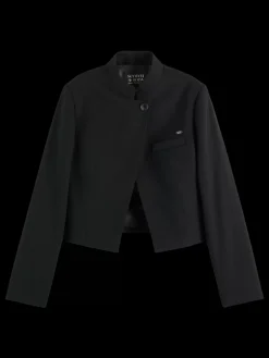 Discount Scotch & Soda CROPPED TAILORED GABARDINE BLAZER EveningBlack