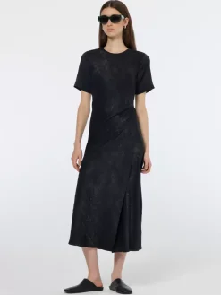 Online Scotch & Soda Crushed Satin Wrap Dress